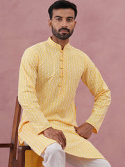 Floral Embroidered Kurta ( KO 626 Lemon ) [FF] [G-1-5]