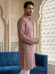 Floral Embroidered Kurta ( KO 626Maroon ) [FF] [G-1-5]