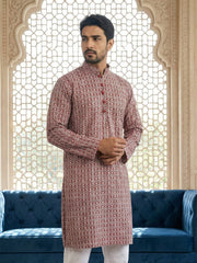 Floral Embroidered Kurta ( KO 626Maroon ) [FF] [G-1-5]