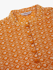 Men's Mustard & White Embroidered Straight Kurtas ( KO 626 Mustard ) [FF] [G-1-5]