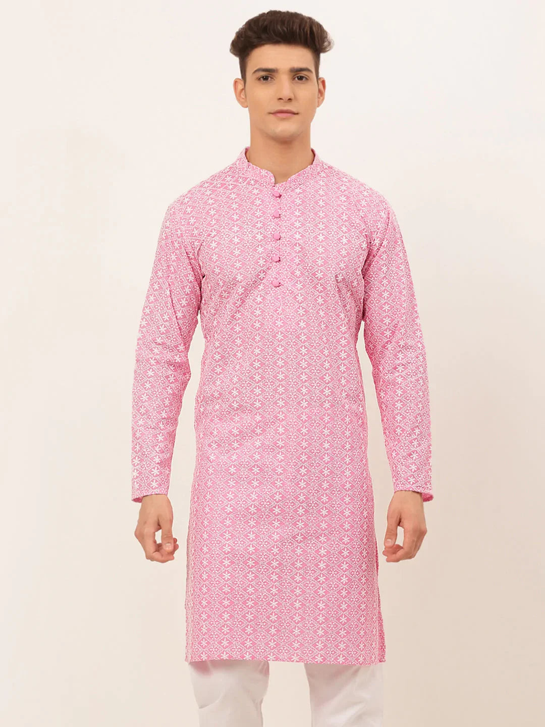 DesiQlo Men Kurta Only - Pink - KO_626Pink_S