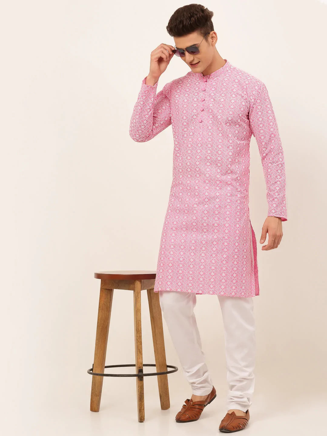 DesiQlo Men Kurta Only - Pink - KO_626Pink_S