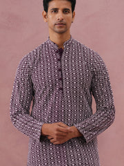 Floral Embroidered Kurta (KO 626 Purple ) [FF] [G-1-5]