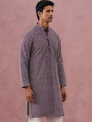 Floral Embroidered Kurta (KO 626 Purple ) [FF] [G-1-5]