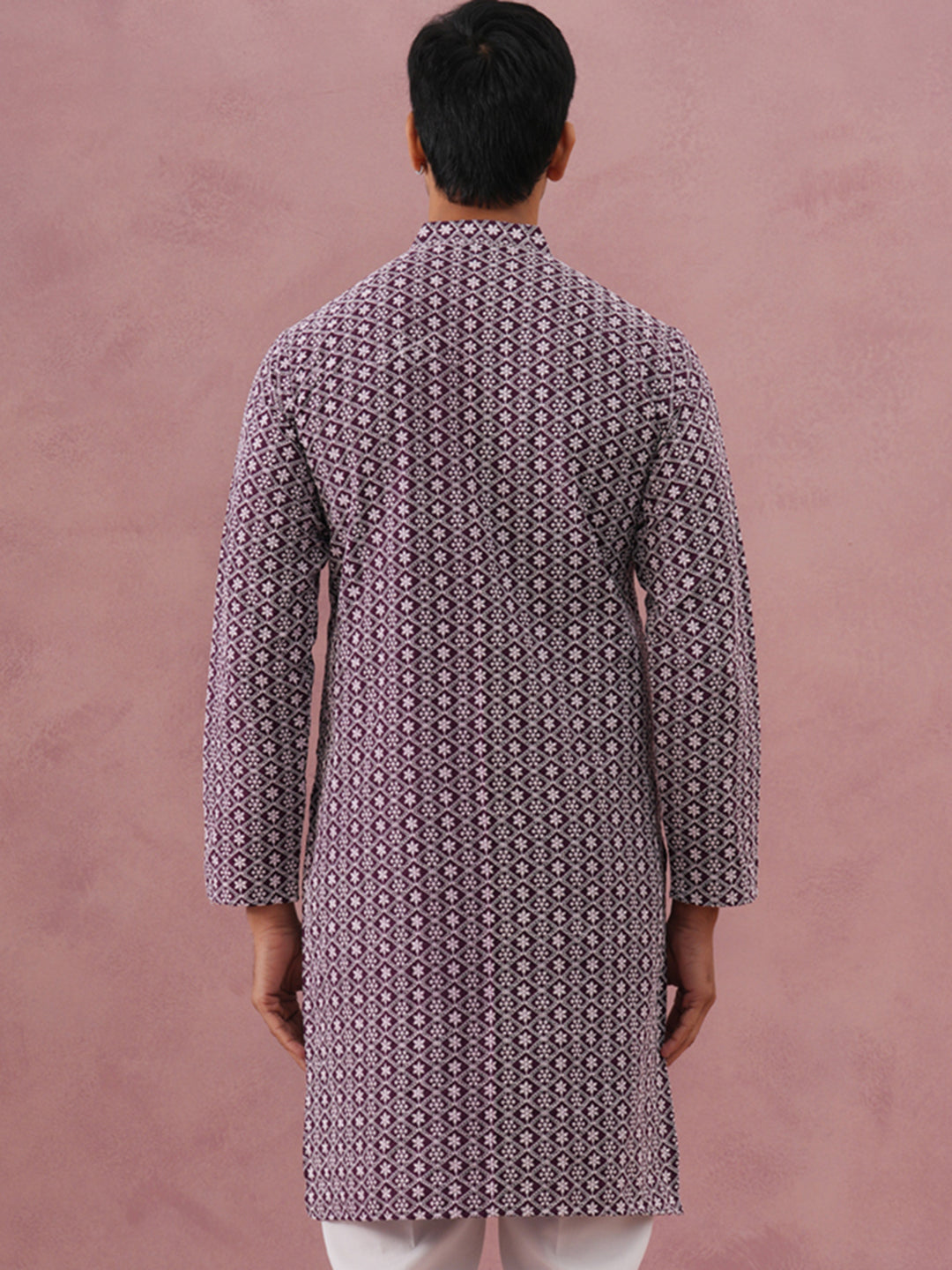 DesiQlo Men Embroidered Kurta Only - Purple - KO_626Purple_S