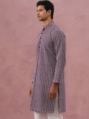 Floral Embroidered Kurta (KO 626 Purple ) [FF] [G-1-5]