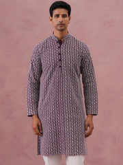 Floral Embroidered Kurta (KO 626 Purple ) [FF] [G-1-5]