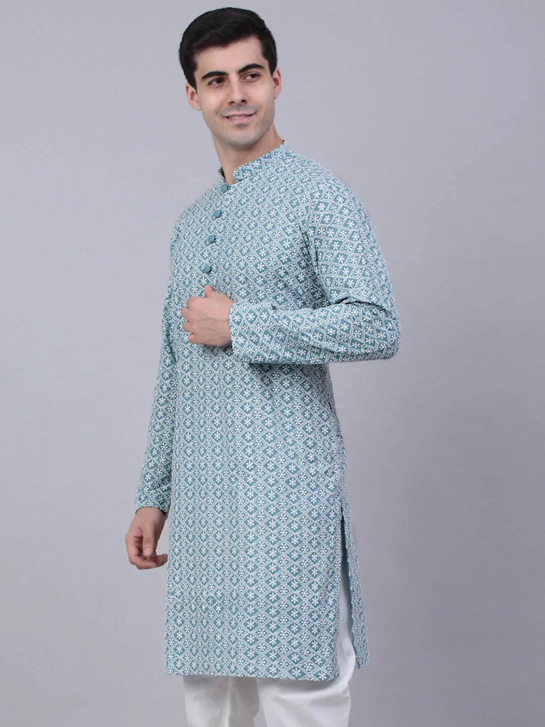 DesiQlo Men Kurta Only - Green - KO_626Teal_S