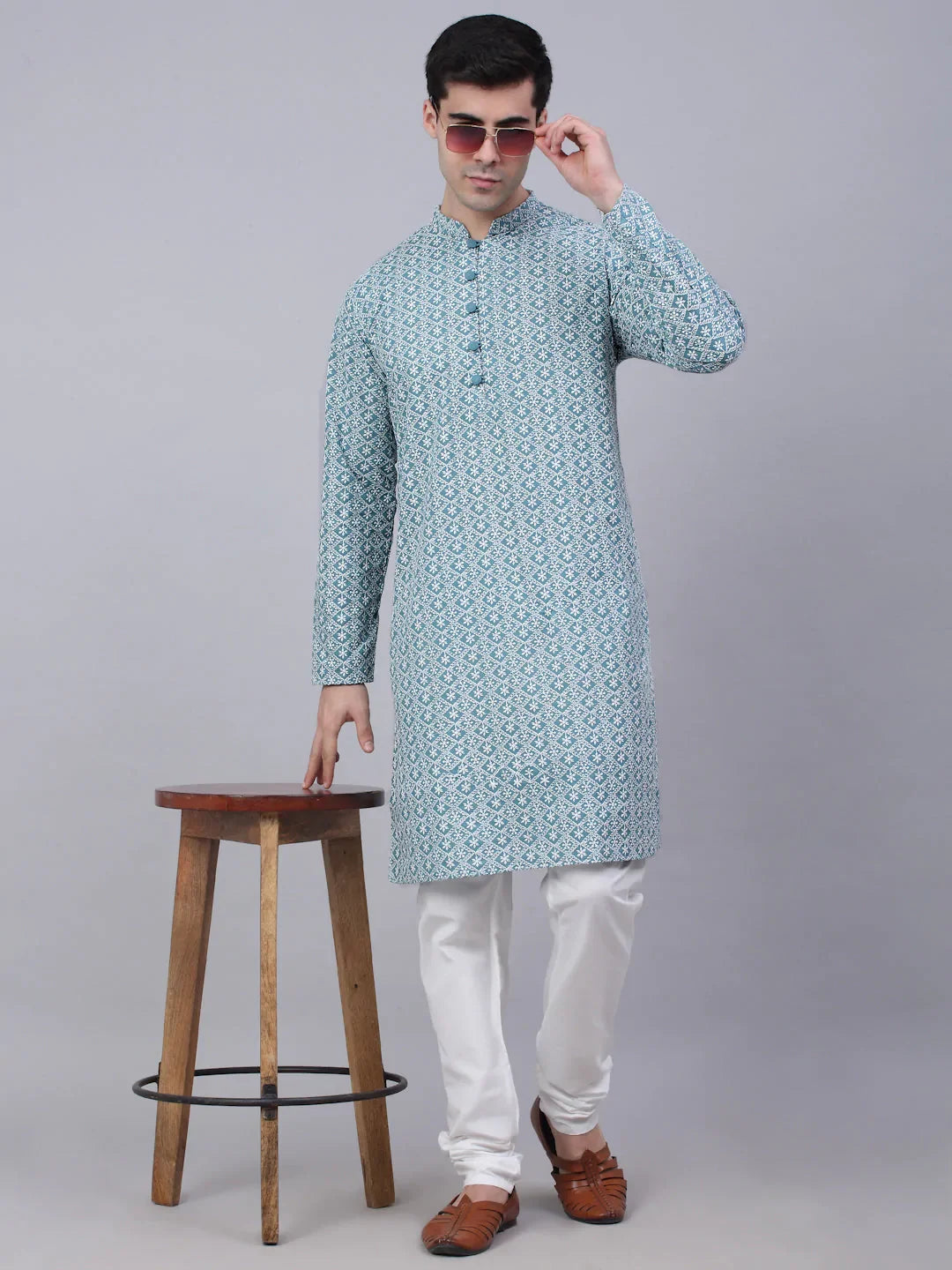 DesiQlo Men Kurta Only - Green - KO_626Teal_S