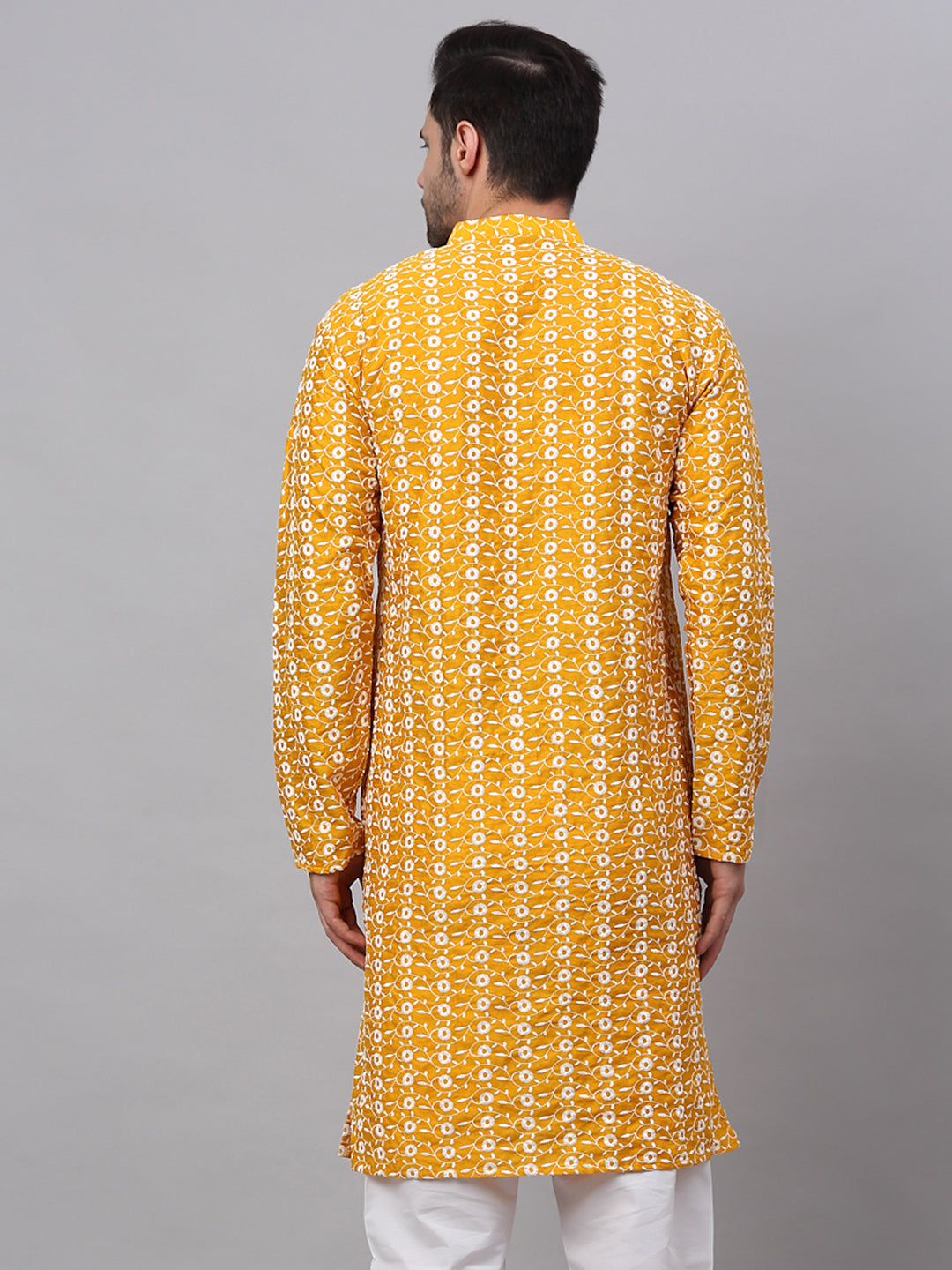 Mustard Embroidered Silk Kurta for Men | Indian Kurta Designs