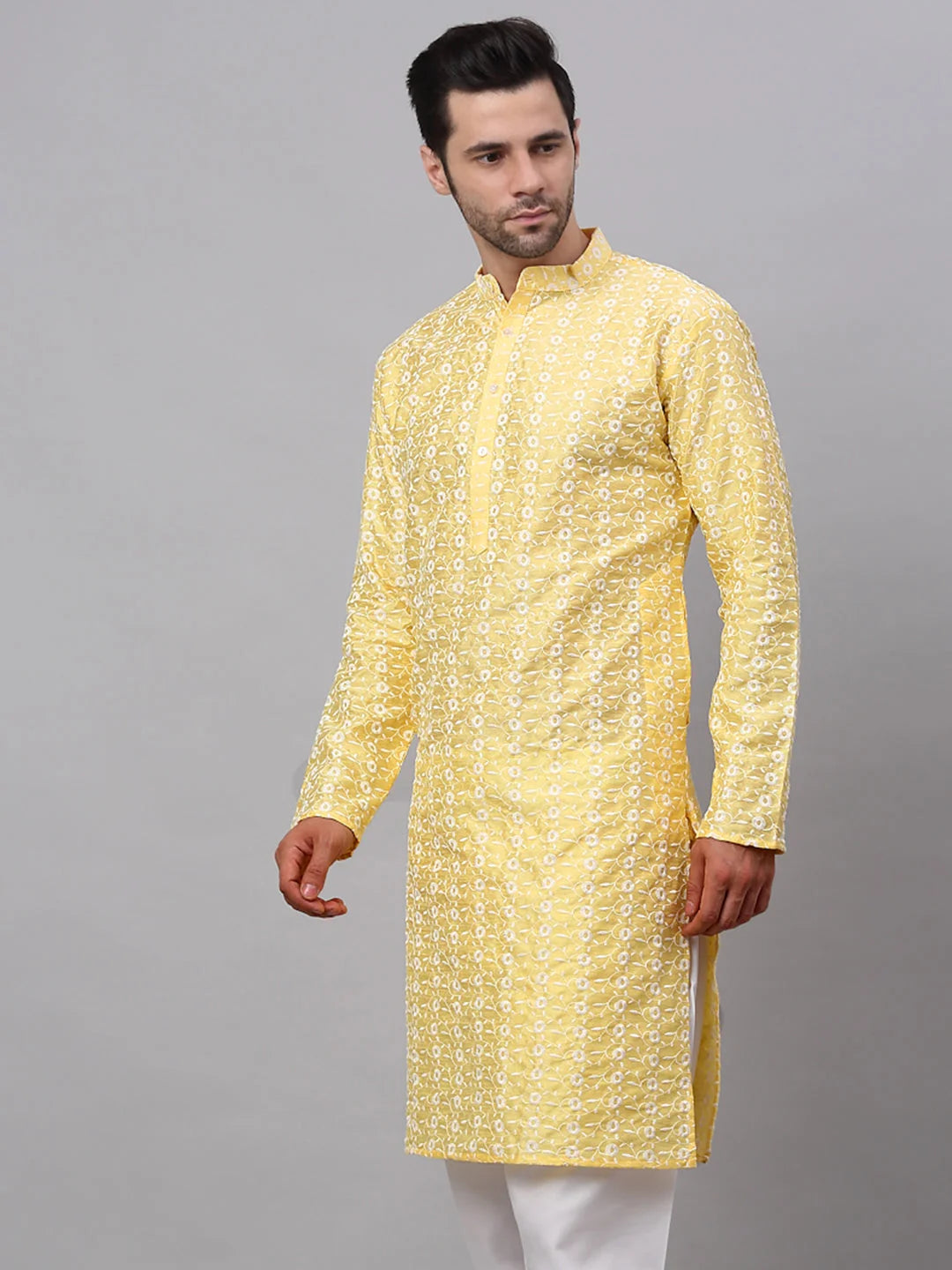 Yellow Silk Kurta for Men | Embroidered Indian Kurta Designs