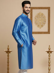 Men Blue Dupion Silk Kurta (KO 636 Blue )