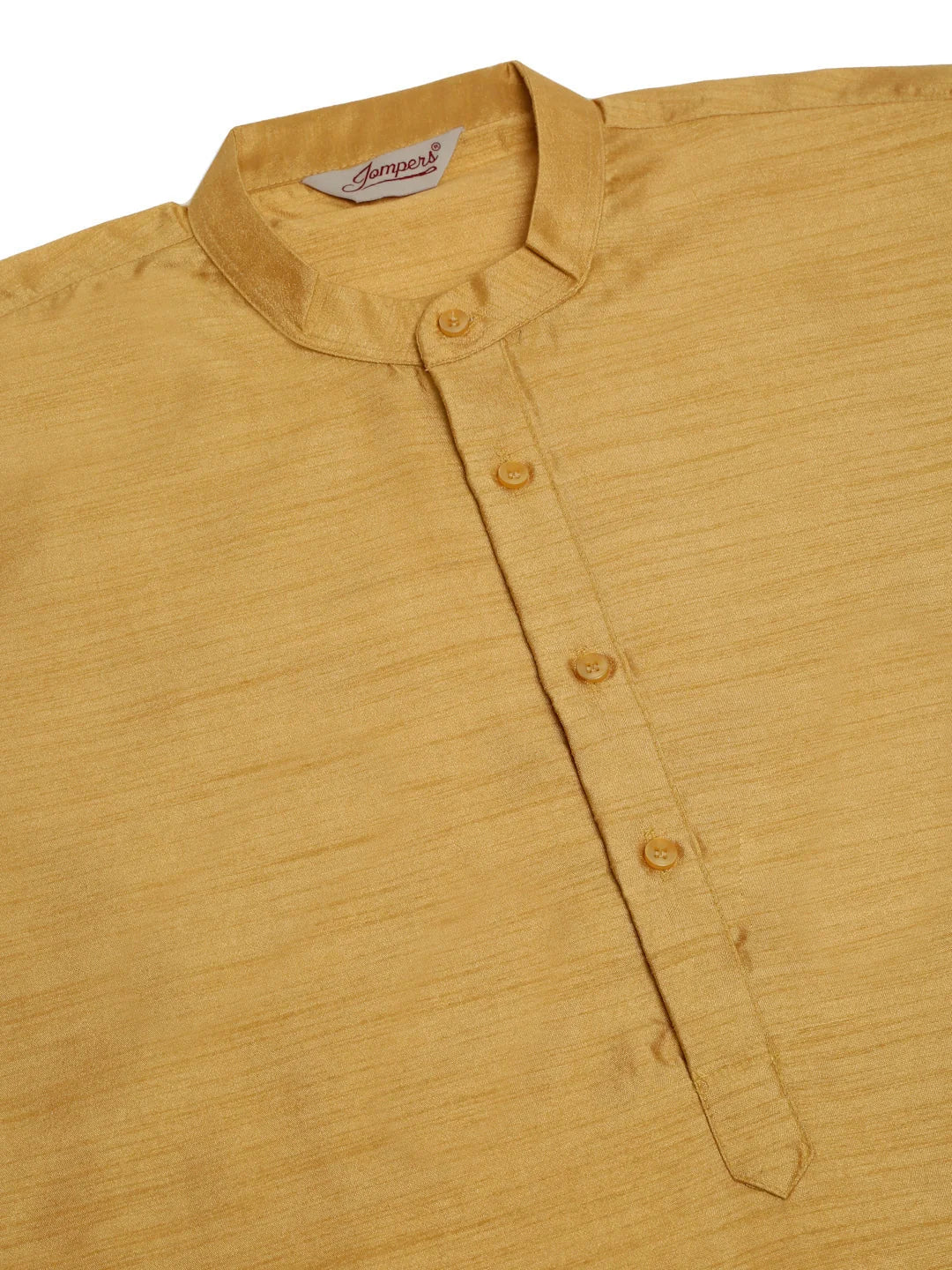 Gold Cotton Indian Kurta for Men | Solid Mens Kurta