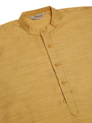 Men's Solid Dupion Silk Kurtas ( KO 636Dark-Golden )-KO-636