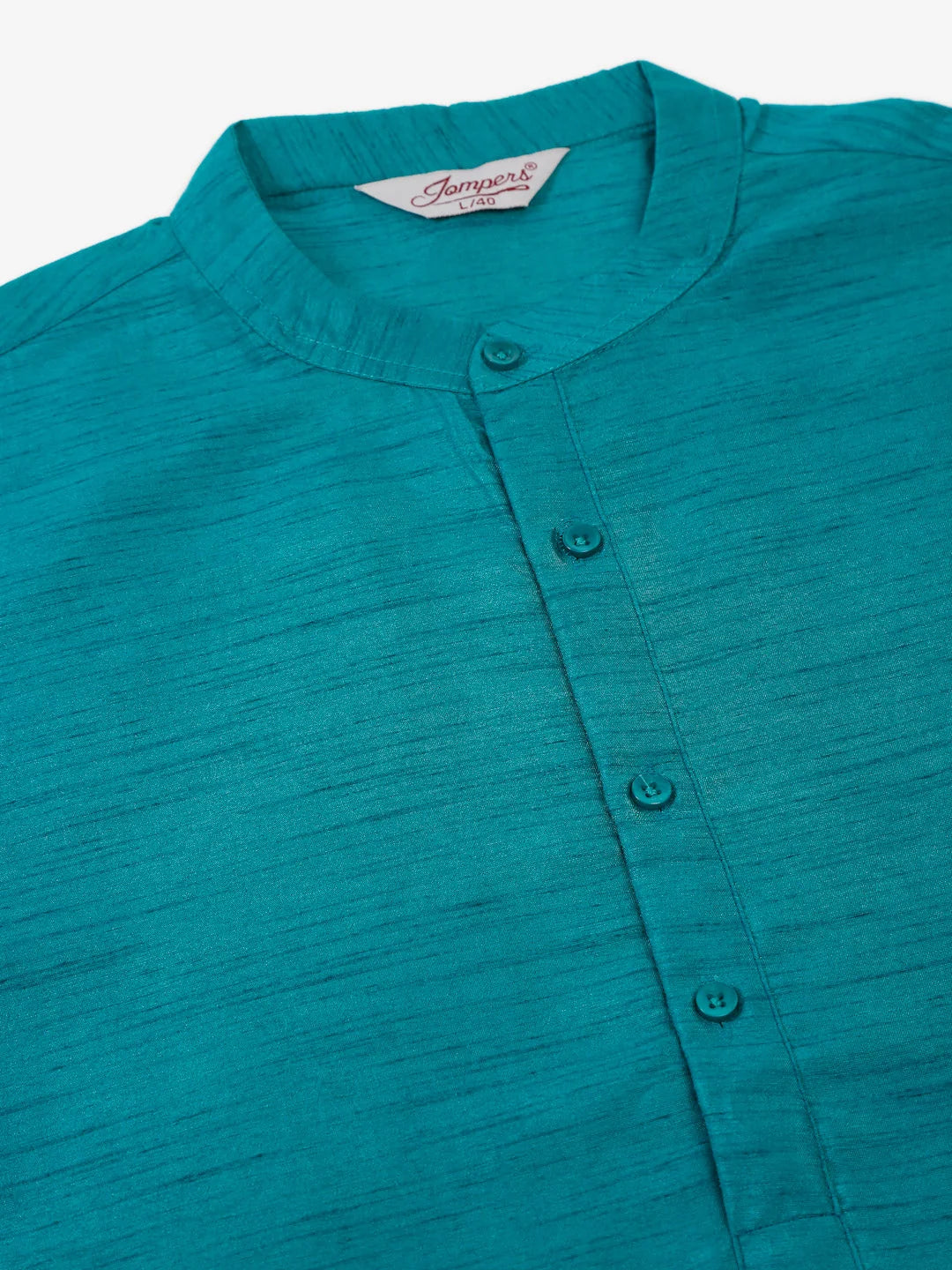 Men's Teal Solid Dupion Silk Kurta | Silk Kurta for Men