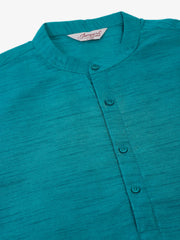 Men's Solid Dupion Silk Kurtas ( KO 636Teal )-KO-636
