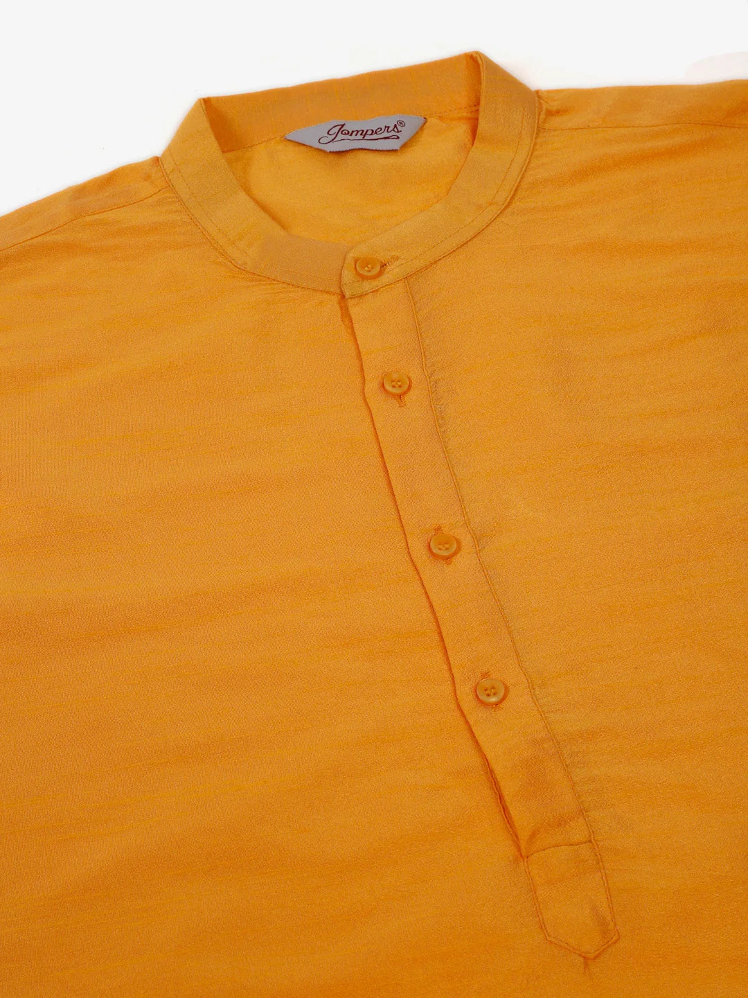 Solid Mens Kurta - Yellow Cotton Indian Kurta for Men