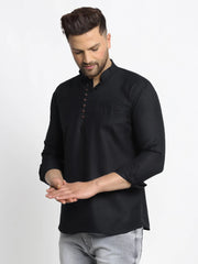 Men's Cotton Solid Short Kurtas-KO-639