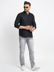 Men's Cotton Solid Short Kurtas-KO-639