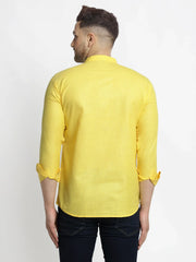 DesiQlo Men's Lemon Solid Cotton Short Kurta ( KO 639 Lemon )