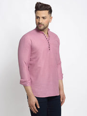 DesiQlo Men's Magenta Pink Solid Cotton Short Kurta ( KO 639 Magenta )