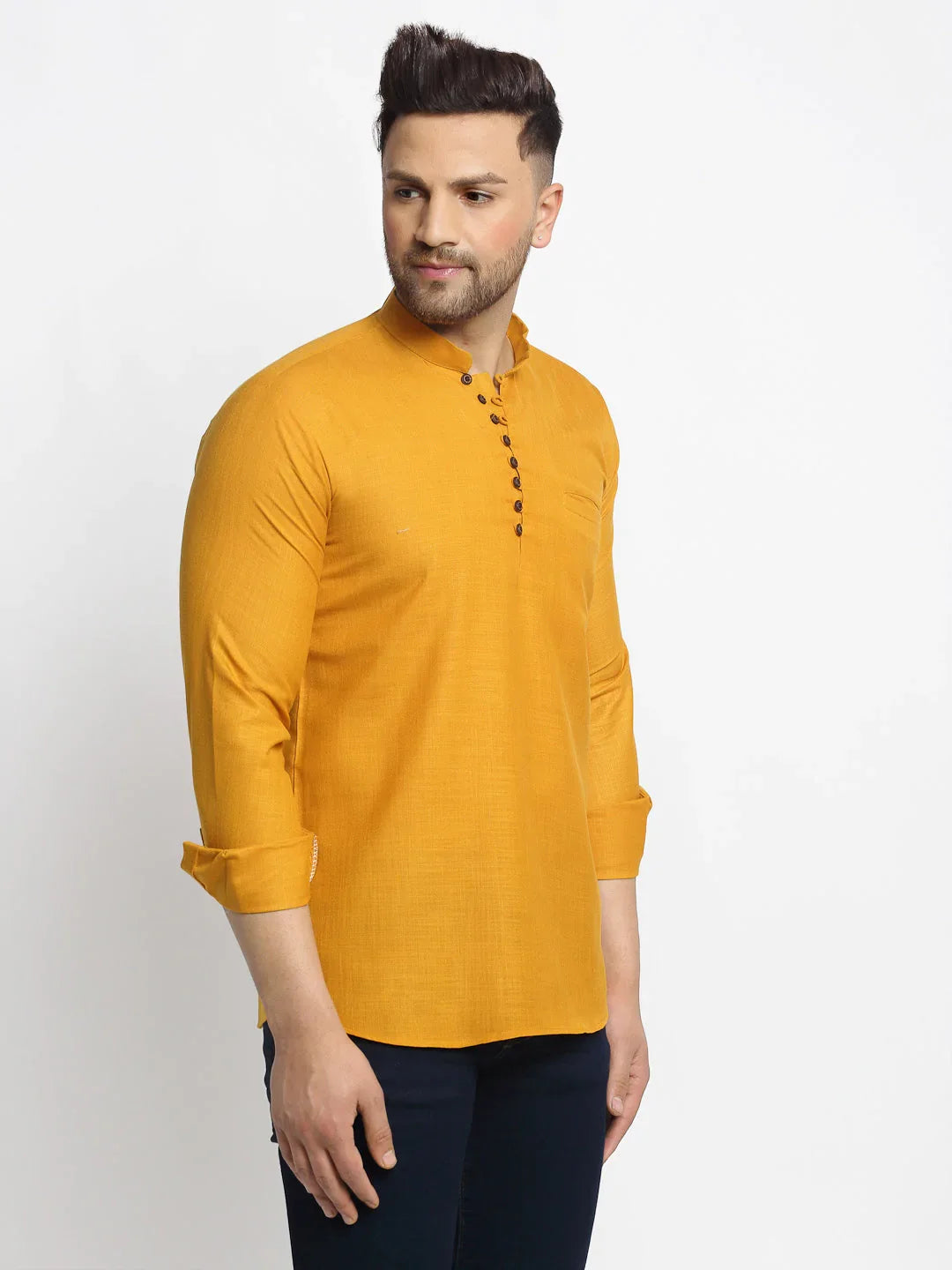 DesiQlo Men Kurta Only - Yellow - KO_639Mustard_S