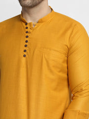DesiQlo Men's Mustard Solid Cotton Short Kurta ( KO 639 Mustard )