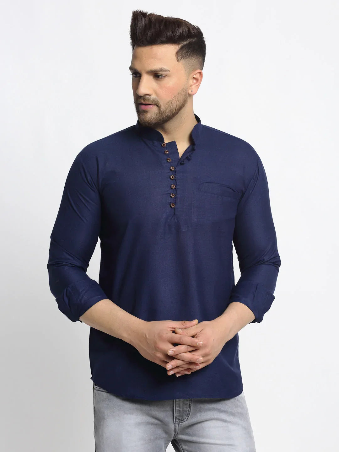 DesiQlo Men Kurta Only - Blue - KO_639Navy_S