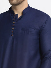 DesiQlo Men's Navy Blue Solid Cotton Short Kurta ( KO 639 Navy )