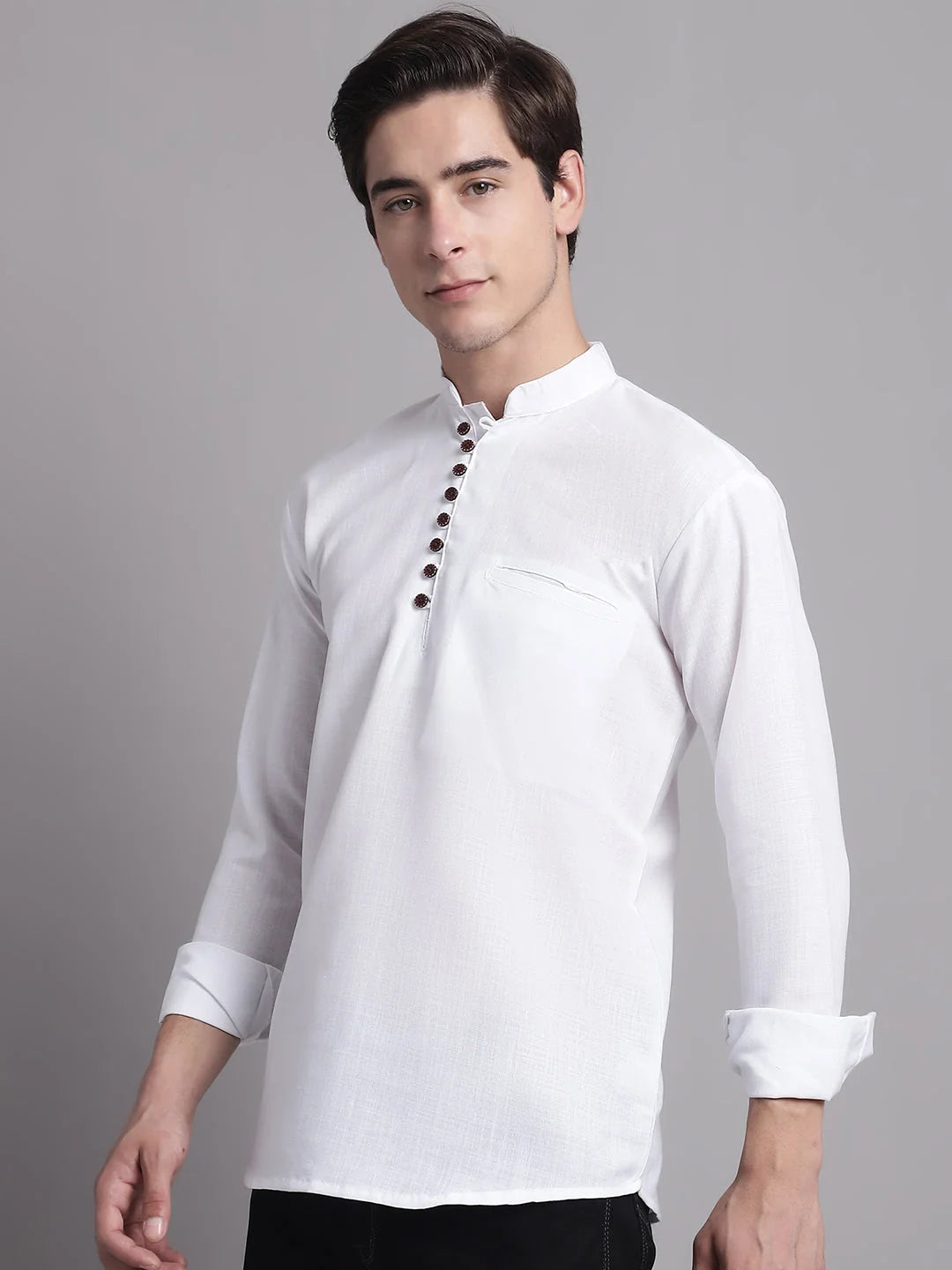 Black Solid Short Kurta for Men | Wedding Kurta for Men