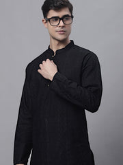 Men's Black Embroiderd Kurtas-KO-640