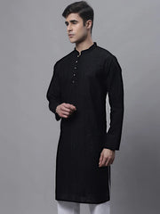 Men's Black Embroiderd Kurtas-KO-640