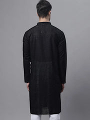 Men's Black Embroiderd Kurtas-KO-640