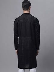 Men's Black Embroiderd Kurtas-KO-640