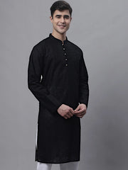 Men's Black Embroiderd Kurtas-KO-640
