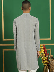 Chikankari Cotton Kurtas-KO-640Grey