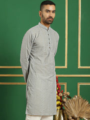 Chikankari Cotton Kurtas-KO-640Grey