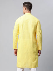 DesiQlo Men's Embroiderd Kurtas ( KO 640 Lemon ) [FF] [G-10-13]