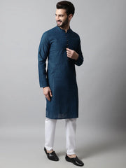 Men's Embroiderd Kurtas ( KO 640Teal )-KO-640