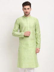 DesiQlo Men Green Chikankari Kurta Only ( KO 641 Green ) [FF] [I-1-4]