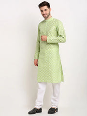 DesiQlo Men Green Chikankari Kurta Only ( KO 641 Green ) [FF] [I-1-4]