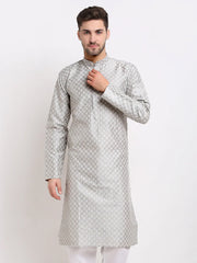 DesiQlo Men Grey Chikankari Kurta Only ( KO 641 Grey ) [FF] [I-1-4]
