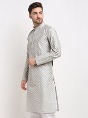DesiQlo Men Grey Chikankari Kurta Only ( KO 641 Grey ) [FF] [I-1-4]