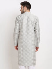 DesiQlo Men Grey Chikankari Kurta Only ( KO 641 Grey ) [FF] [I-1-4]