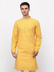 DesiQlo Men Mustard Chikankari Kurta Only ( KO 641 Mustard ) [FF] [I-1-4]