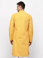 DesiQlo Men Mustard Chikankari Kurta Only ( KO 641 Mustard ) [FF] [I-1-4]