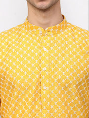 DesiQlo Men Mustard Chikankari Kurta Only ( KO 641 Mustard ) [FF] [I-1-4]