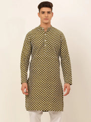 DesiQlo Men Olive Green Chikankari Kurta Only ( KO 641 Olive ) [FF] [I-1-4]