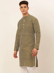 DesiQlo Men Olive Green Chikankari Kurta Only ( KO 641 Olive ) [FF] [I-1-4]