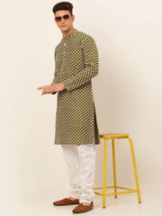 DesiQlo Men Olive Green Chikankari Kurta Only ( KO 641 Olive ) [FF] [I-1-4]